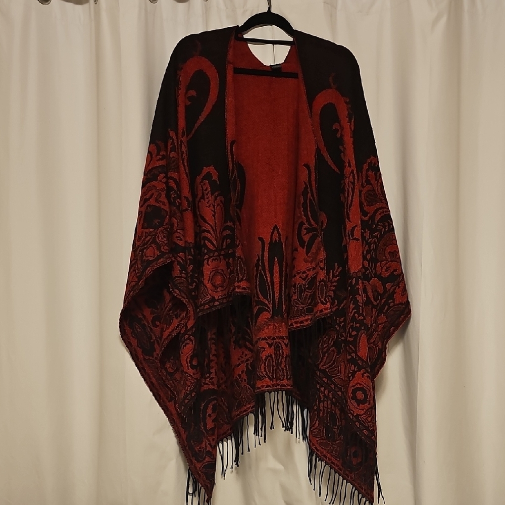 Elegant Red and Black Women's Shawl